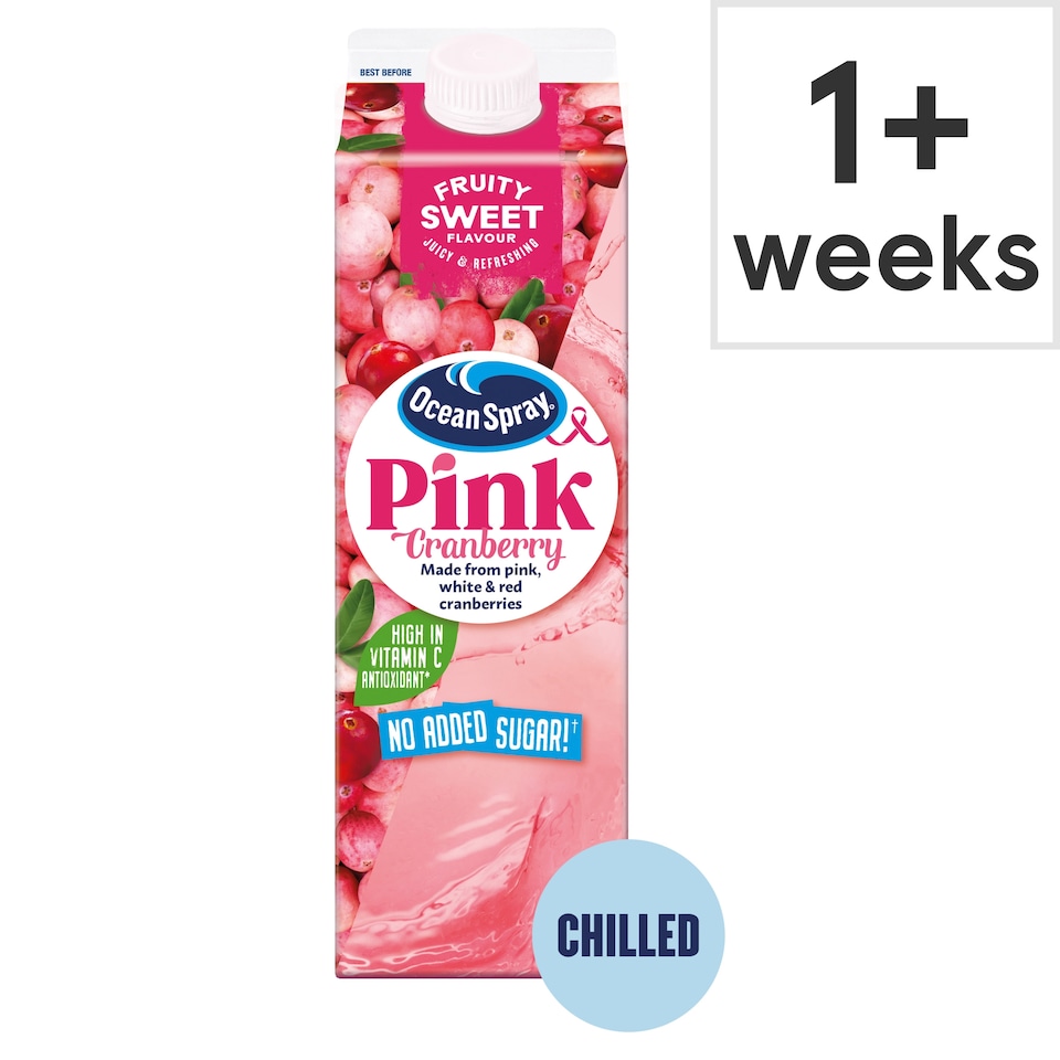 image 1 of Ocean Spray No Added Sugar Pink Cranberry Juice Drink 1 Litre