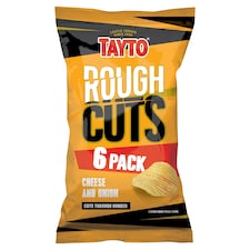 Tayto Rough Cuts Cheese & Onion Flavour Ridged Potato Crisps 6 x 25g 