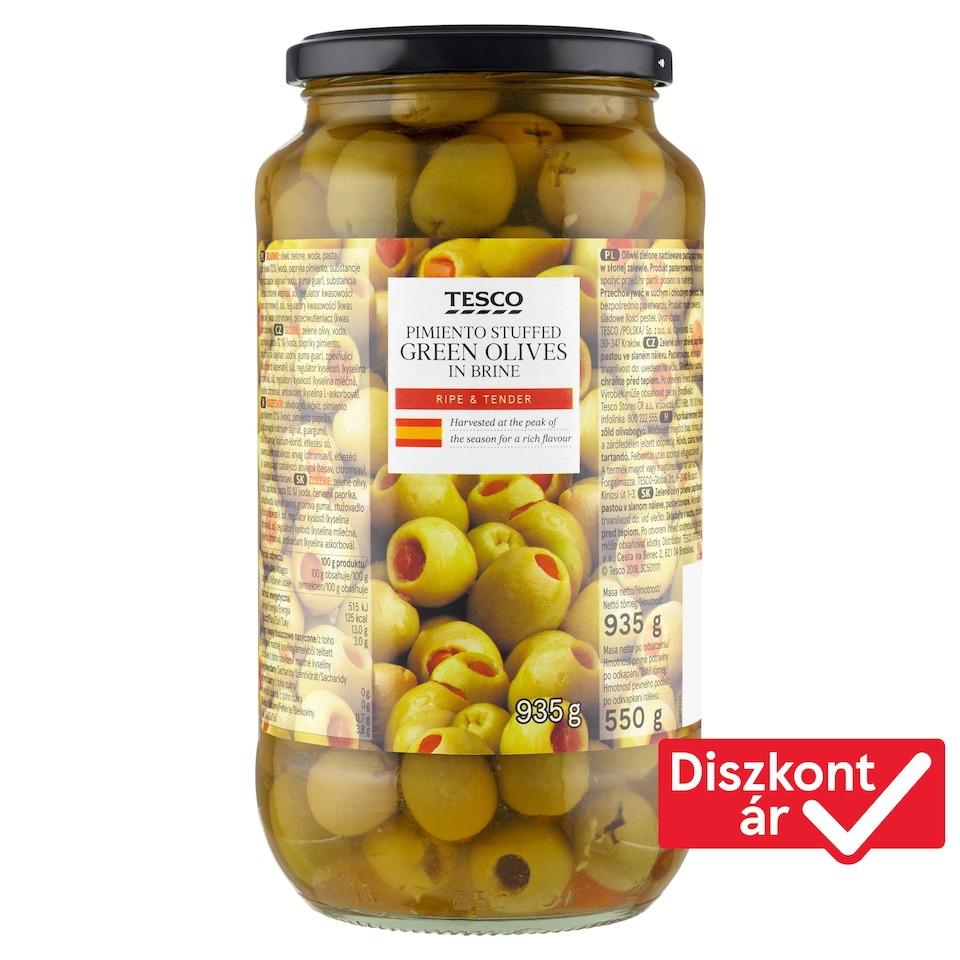 Tesco paprikakrémmel töltött zöld olívabogyó 935 g