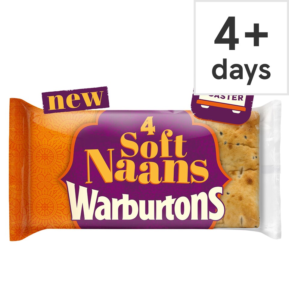 Warburtons 4 Soft Toaster Naans Tesco Groceries
