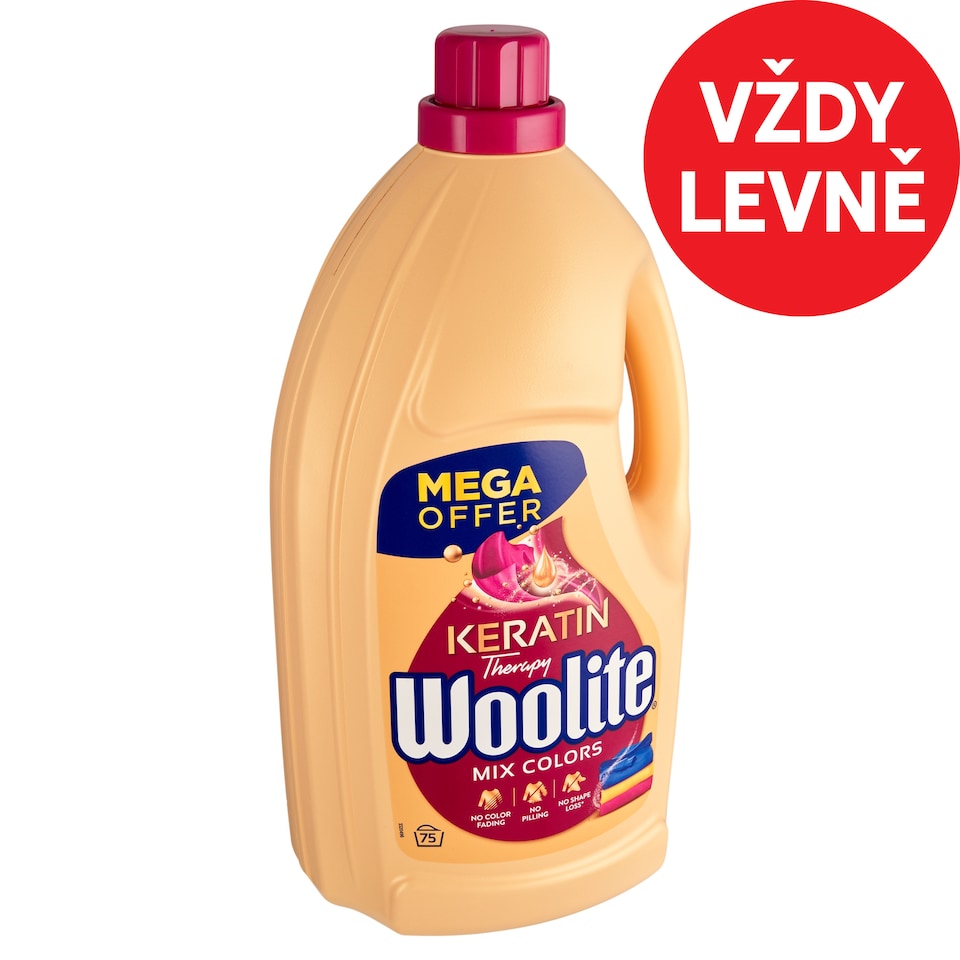 Obrázek 1 pro produkt Woolite Keratin Therapy tekutý prací přípravek na barevné prádlo 75 praní 4,5l