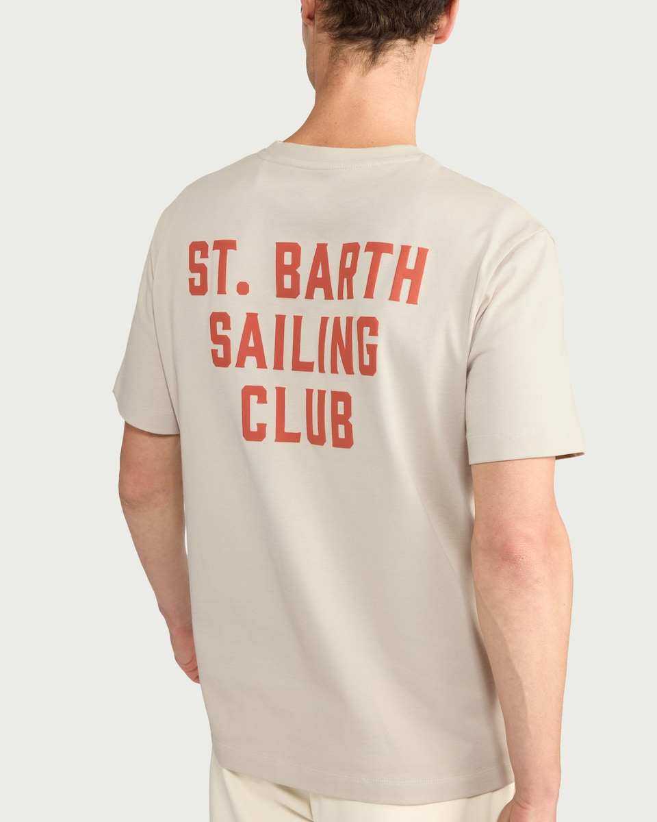 image 1 of F&F Pure Cotton St. Barth Sailing Club Slogan T-Shirt in Grey