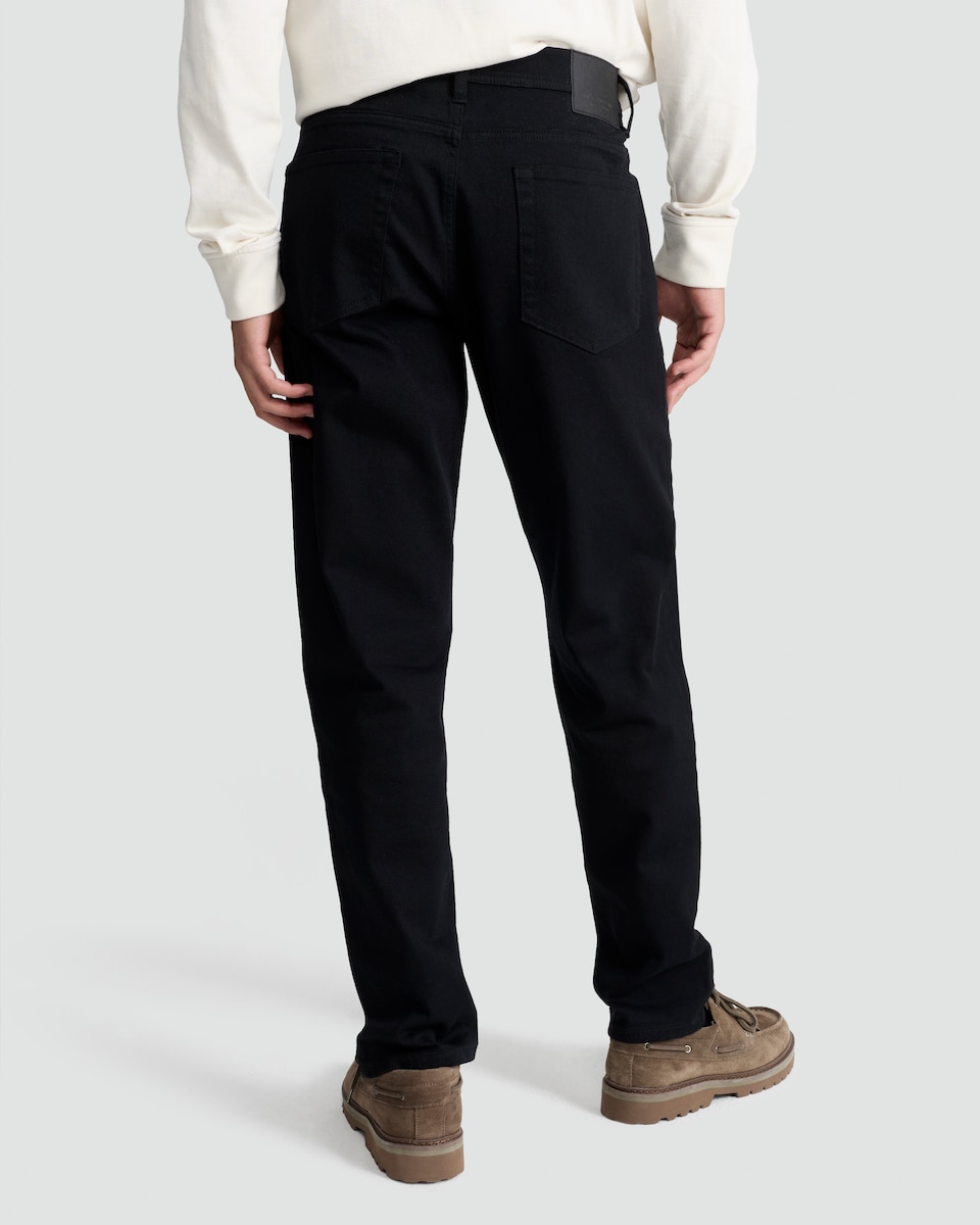 image 1 of F&F Cotton Rich Straight Leg Tapered Jeans in Black
