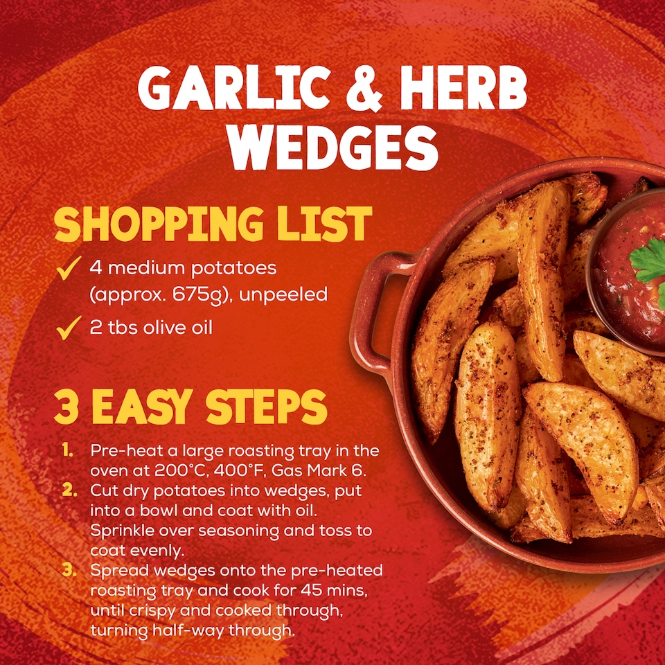 image 1 of Schwartz garlic & Herb Potato Wedges Recipe Mix 38g