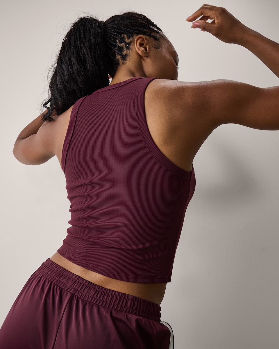 image 1 of F&F Active ULTRASTRETCH Racerback Vest in Burgundy