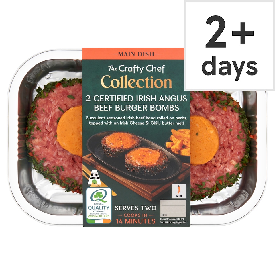 The Crafty Chef Collection 2 Certified Irish Angus Beef Burger Bombs 372g