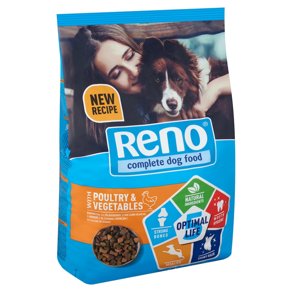 image 1 of Reno Optimal Life Dry Dog Food, Kibble for Adult Dogs with Poultry and Vegetables 8 kg