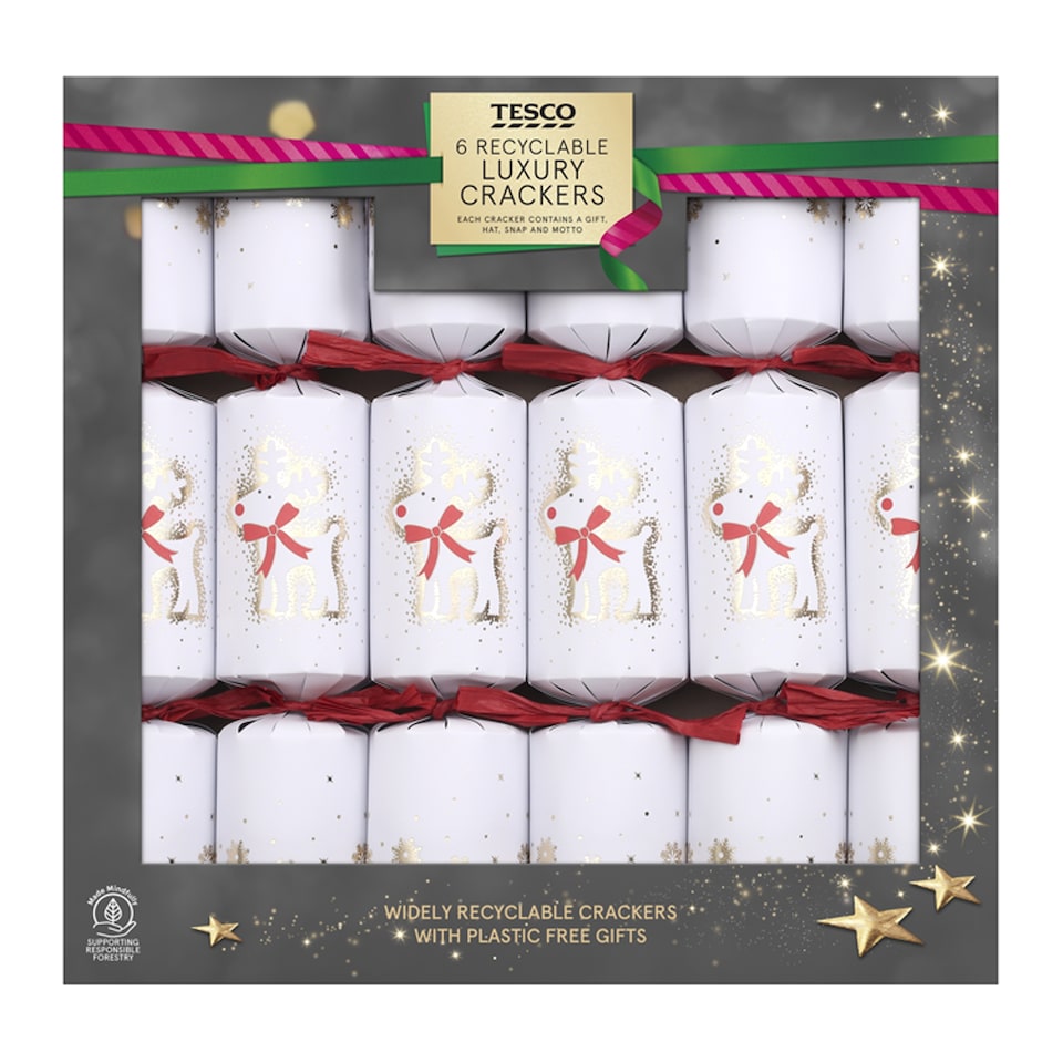 Tesco Luxury Gold Reindeer Crackers 6 Pack