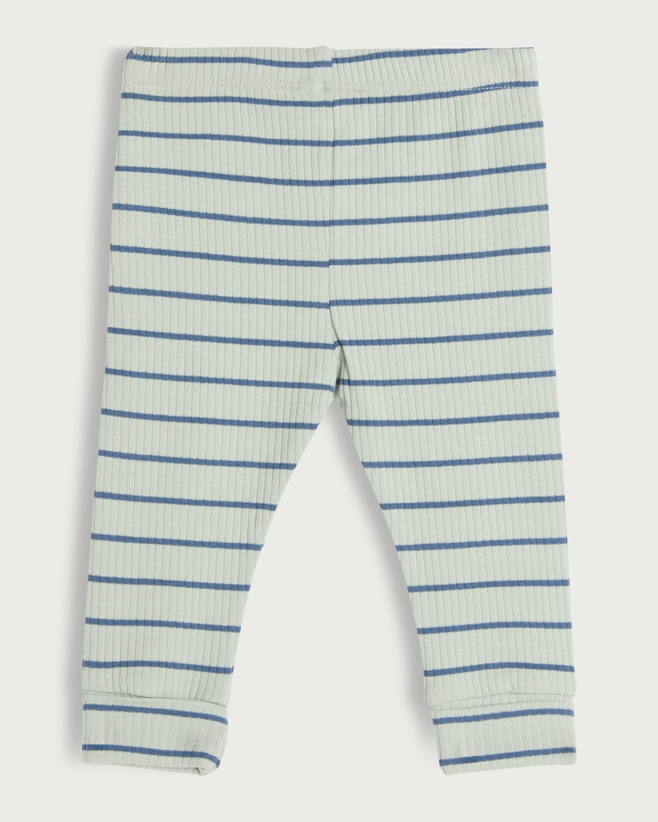 image 1 of F&F Baby 3-Pack Cotton Rich Ribbed Leggings in Blue