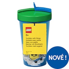 Lego Iconic Boy Transparent Blue hrnek se slámkou 500 ml