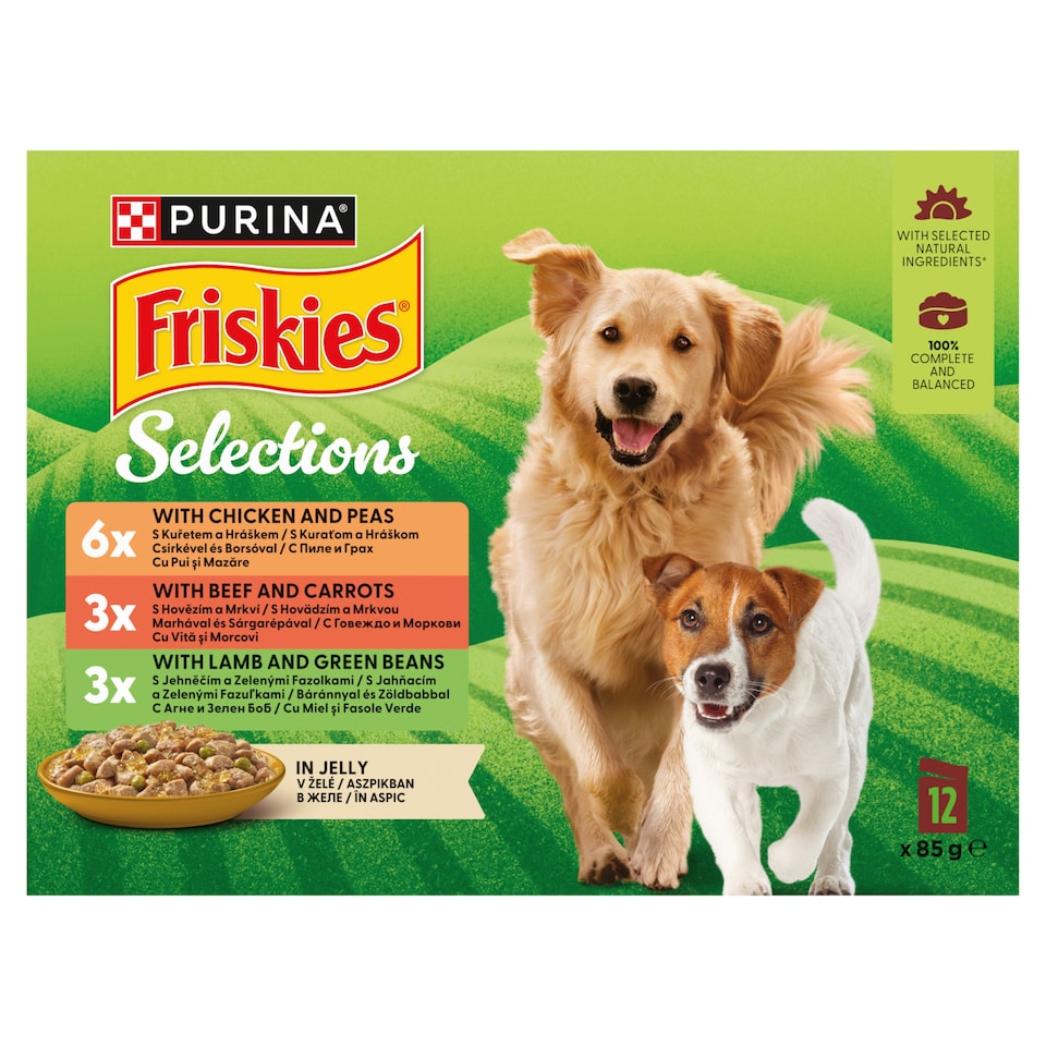 Friskies Selections s hovädzím, kuraťom, jahňacím v želé 12 x 85 g