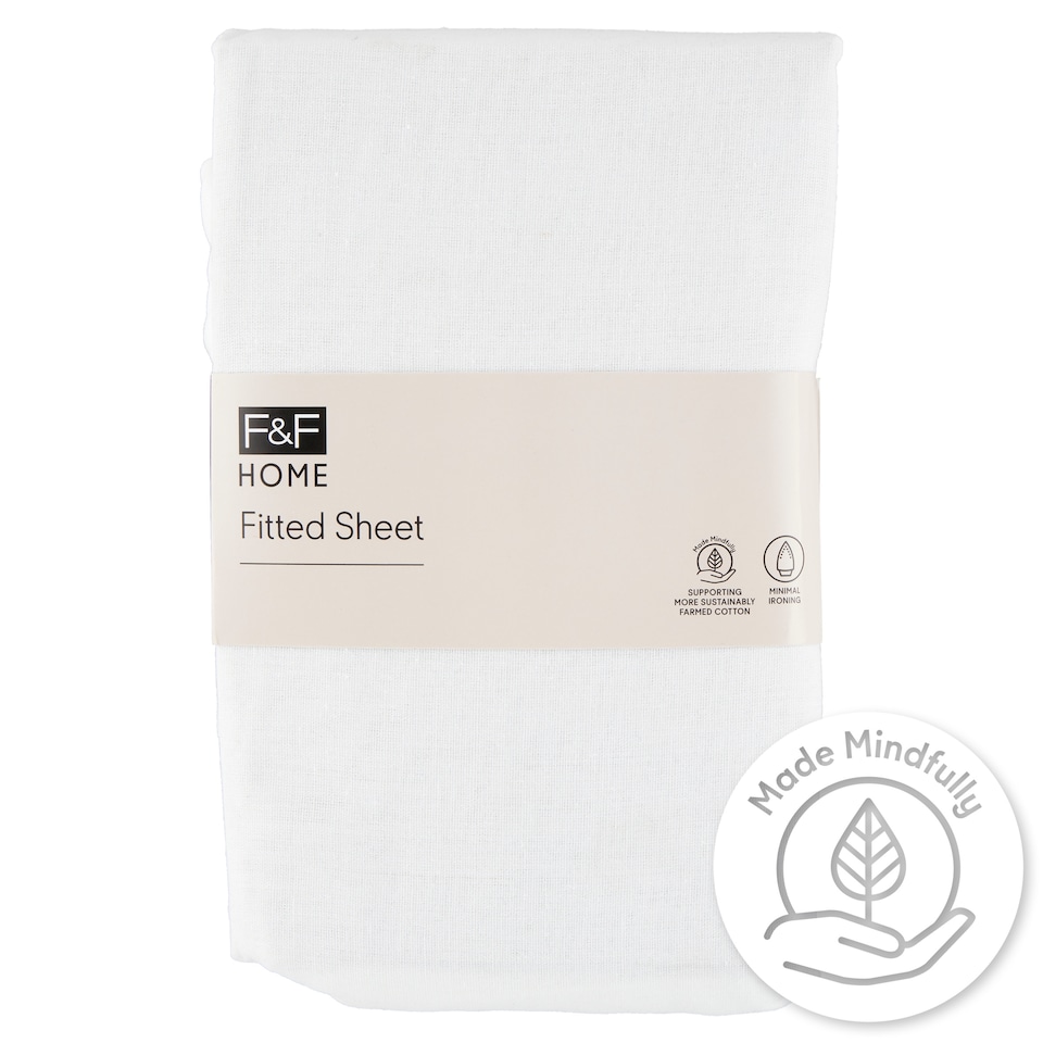 F&F Home White Fitted Sheet 100 x 200 x 25 cm