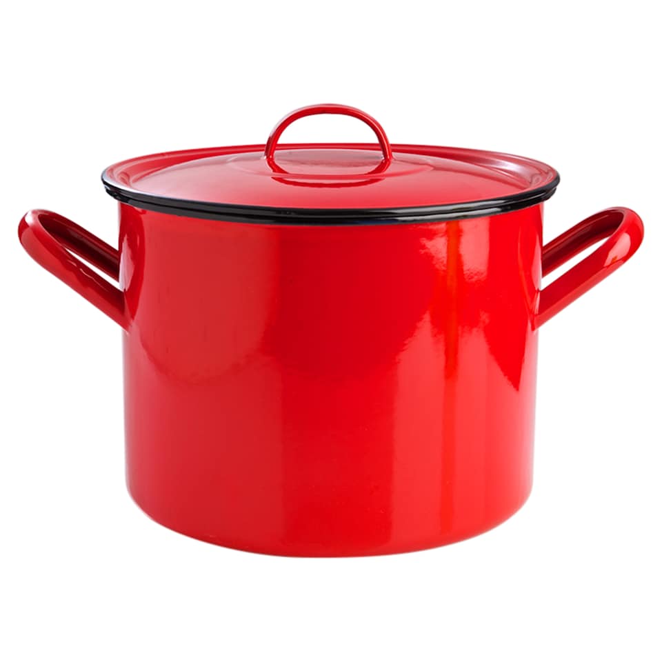 Smaltovaný hmec s vnitřní bílý úpravou červený 28 cm