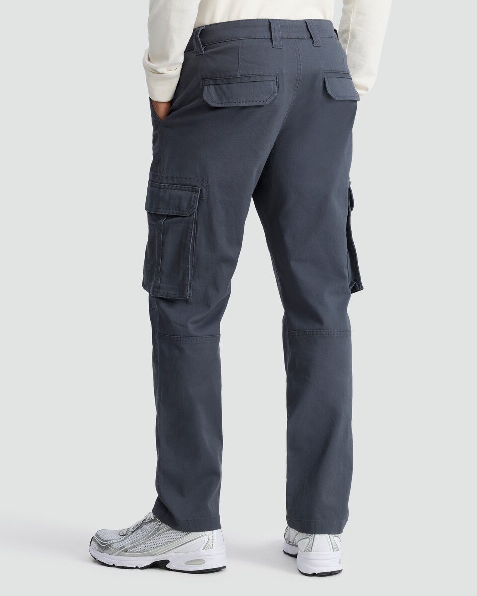 image 1 of F&F Cotton Rich Straight Leg Cargo Trousers in Grey
