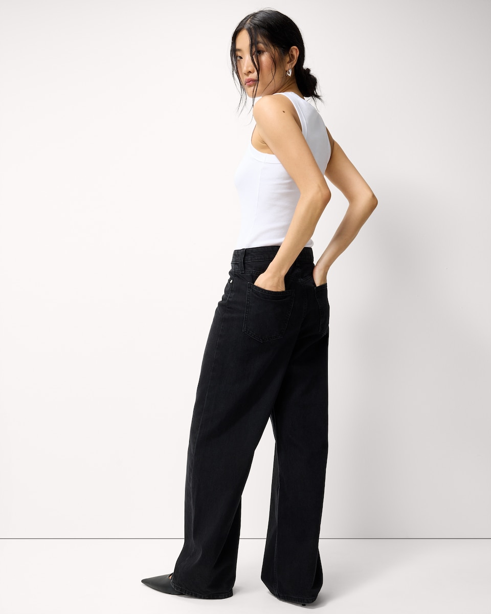 image 1 of F&F High Rise Wide Leg Jeans in Black