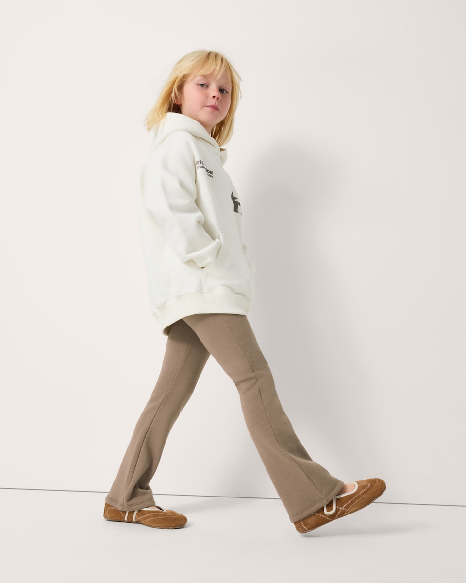image 1 of F&F Girls Fleece Lined Flared Leggings in Mink