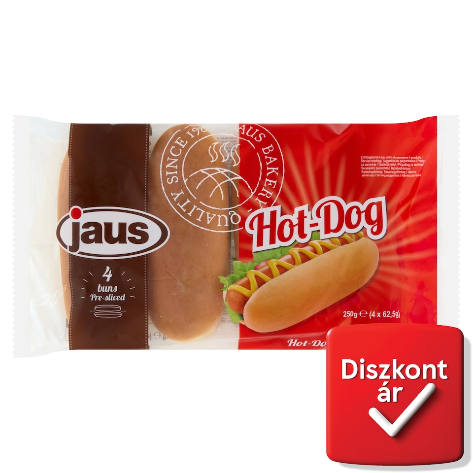 Jaus hot dog kifli 4 x 62,5 g (250 g)