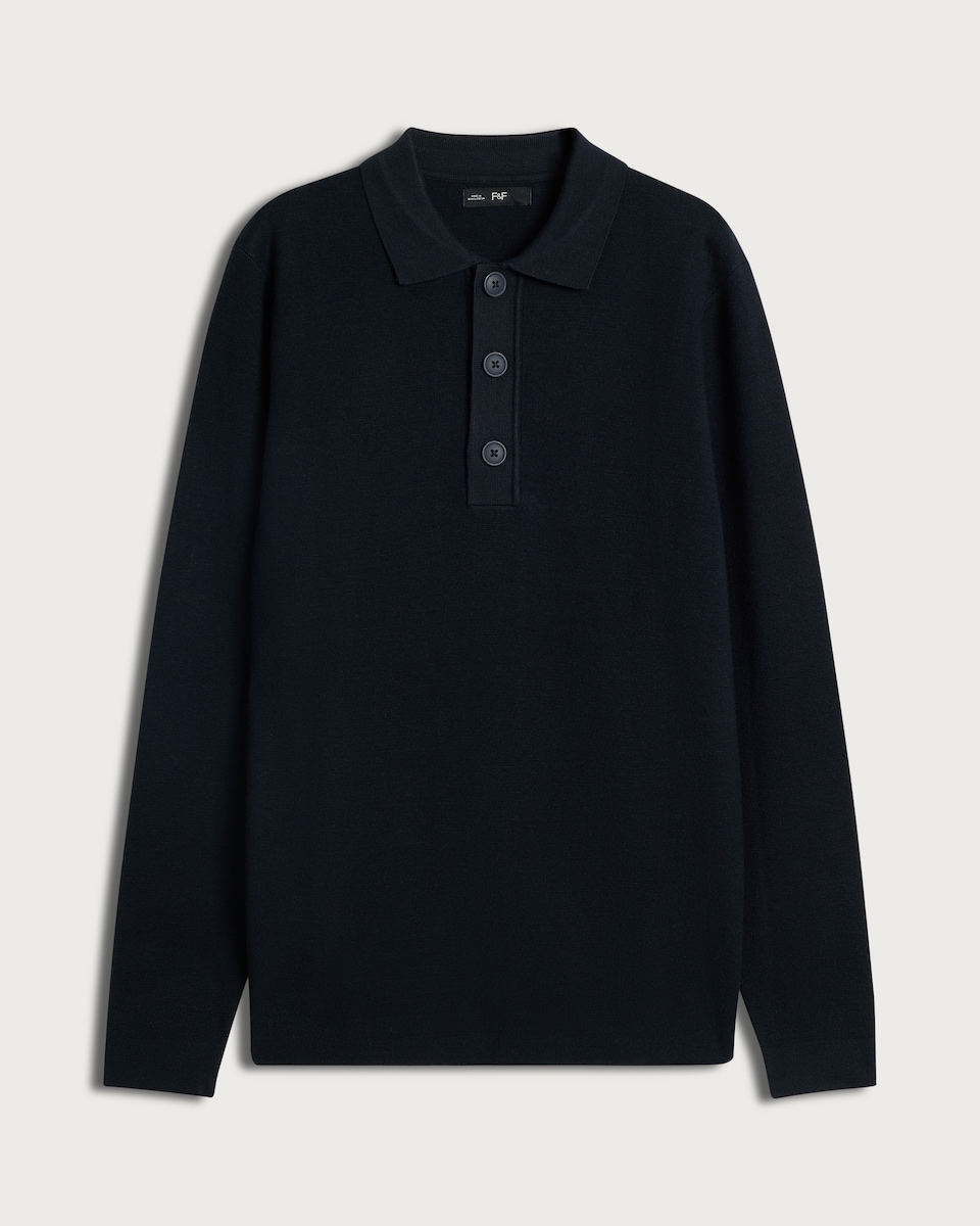 F&F Knitted Long Sleeved Polo Jumper in Navy