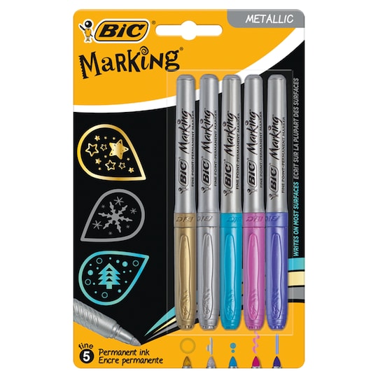 Bic Markers Assorted Metallic 5 Pack Tesco Groceries