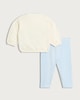 image 2 of F&F Baby 2-Piece Cotton Rich Blueberry Print Sweatshirt and Leggings in White