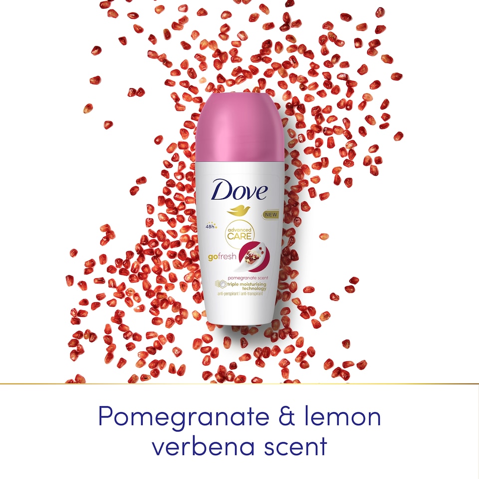 image 1 of Dove Women Go Fresh Pomegranate 72h Advanced Care Roll-On Antiperspirant Deodorant 50ml