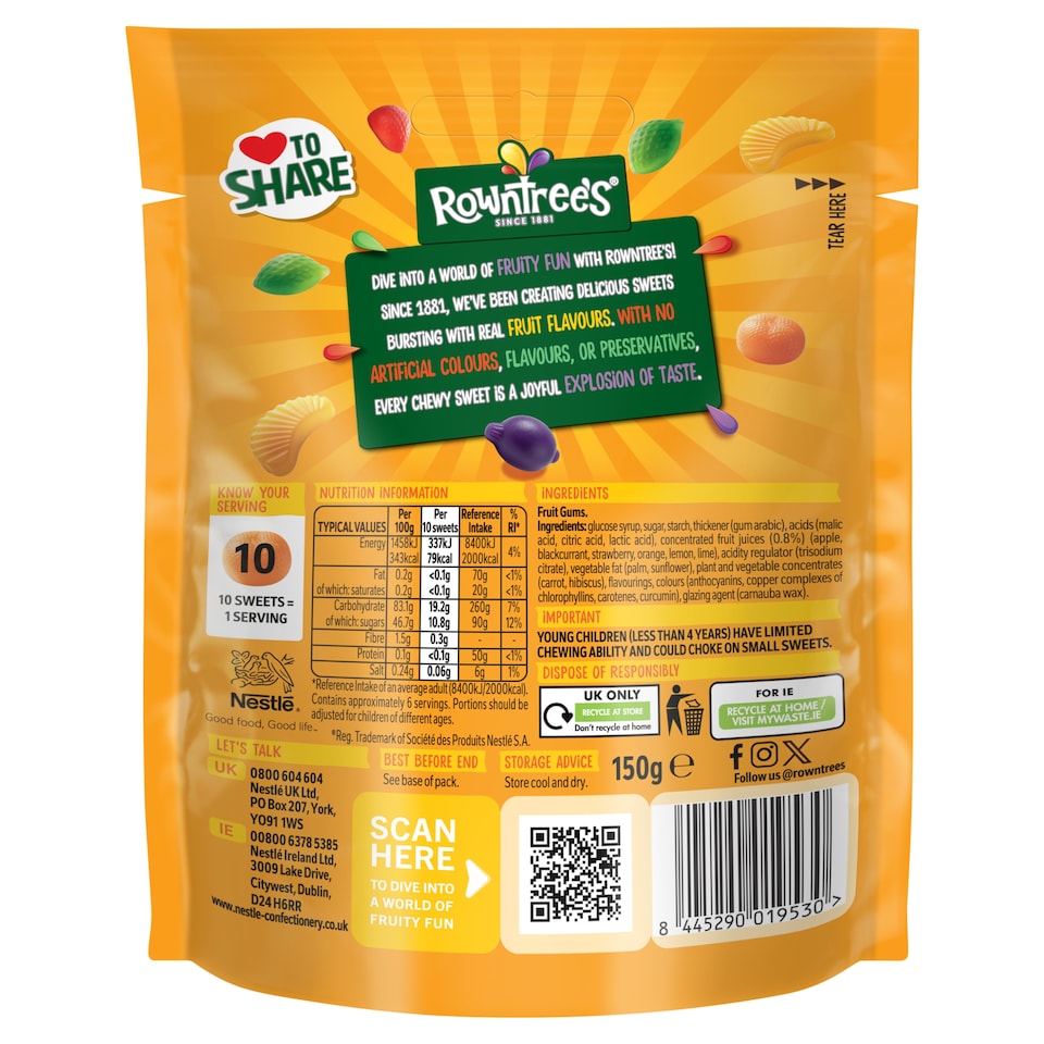 image 1 of Rowntree's Fruit Gums Sweets Sharing Bag 150g