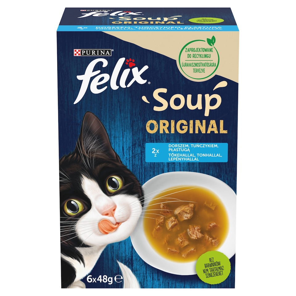 Purina Felix Soup Original halas válogatás szószban nedves macskaeledel 6 x 48 g  1. kép