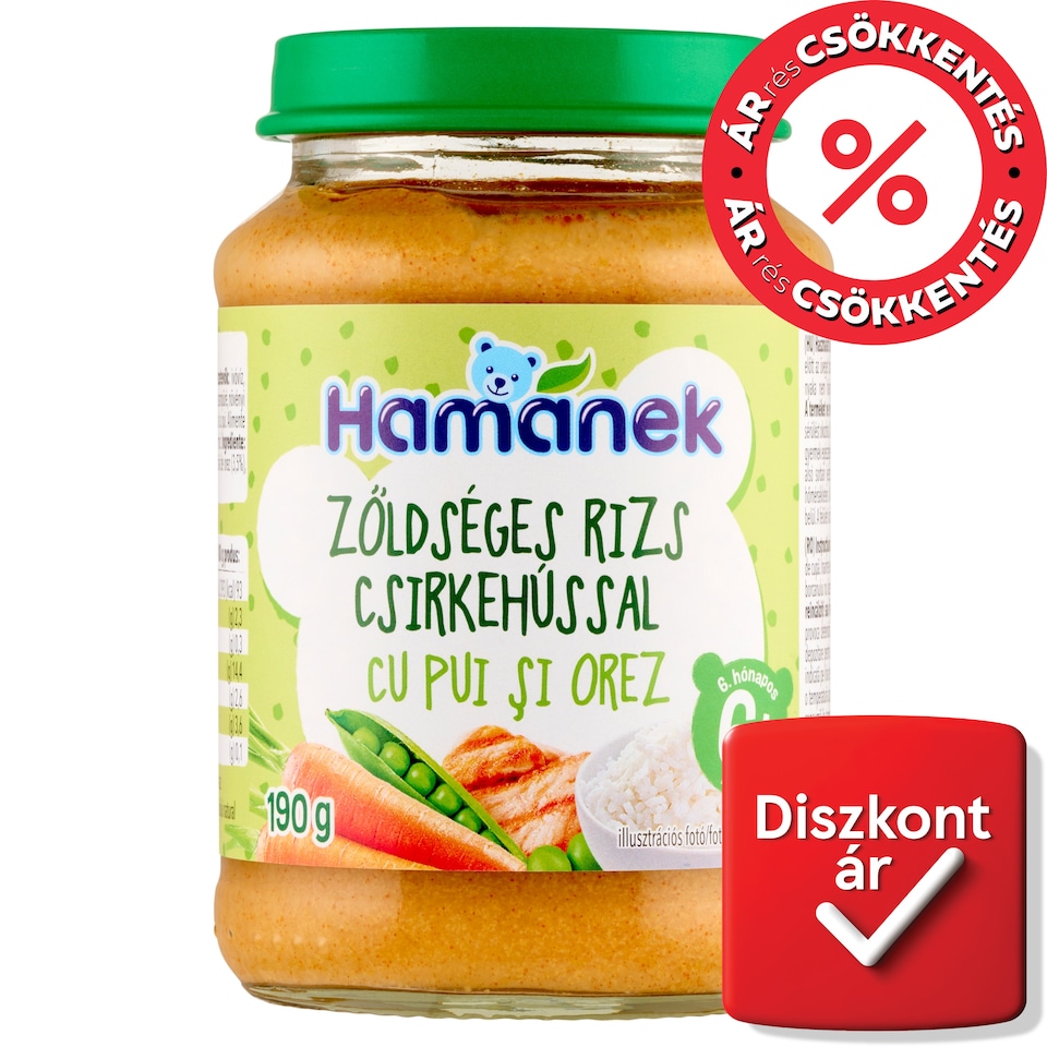 Hamánek zöldséges rizs csirkehússal bébiétel 6+ hónapos kortól 190 g
