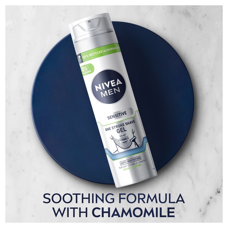 image 1 of Nivea Mens Sensitive One Stroke Shave Gel 200Ml