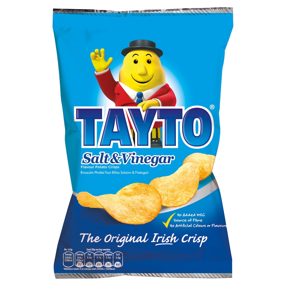 Tayto Salt And Vinegar Potato Crisps 125G
