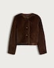 image 5 of F&F Faux Fur Cropped Buttoned Jacket in Brown