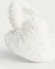 image 2 of F&F Faux Fur Heart Earmuffs in Cream