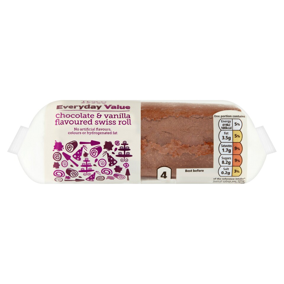 Tesco Everyday Value Chocolate & Vanilla Swiss Roll Each