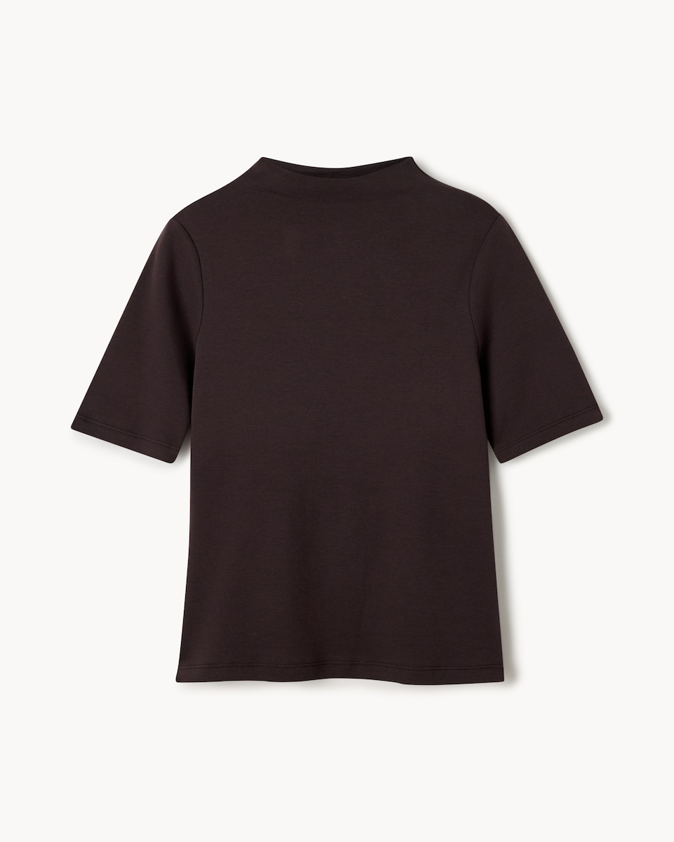 image 1 of F&F Pure Cotton Slash Neck Top in Chocolate