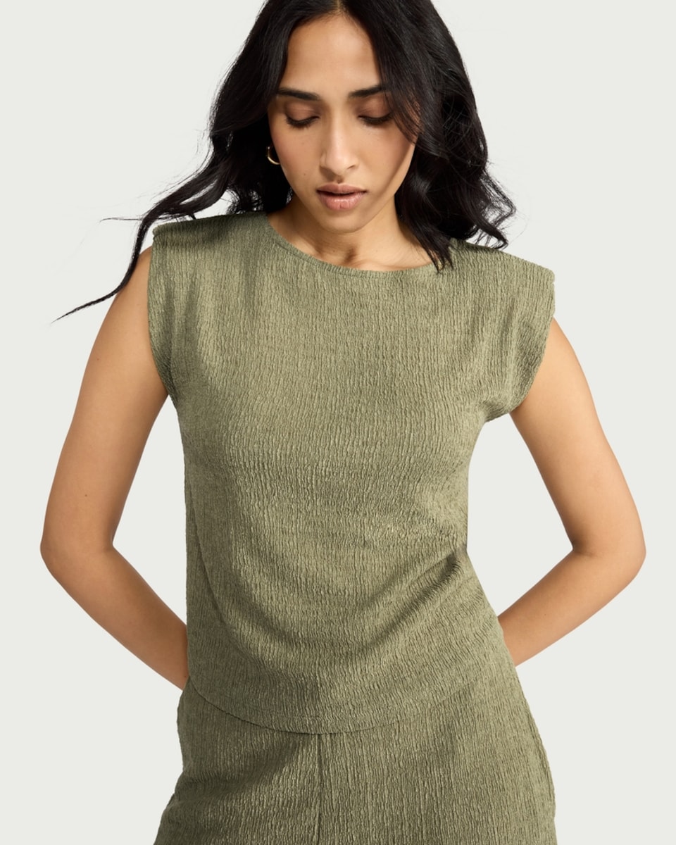 image 1 of F&F Textured Sleeveless Co-ord Top in Olive