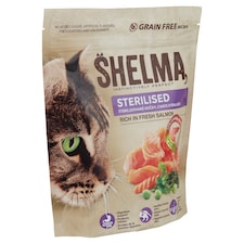 Shelma Dry Cat Food, Kibble for Sterile Cats with Salmon, Grain Free 750 g