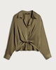 image 4 of F&F Satin Twist Front Hem Button Up Co-ord Shirt in Khaki