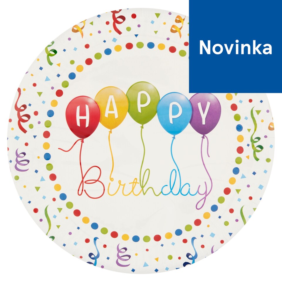 Decorata Party Happy Birthday papierové taniere 23 cm 8 ks