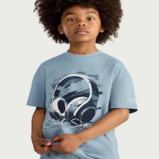F&F Boys 2-Piece Pure Cotton Headphone T-Shirt and Shorts Set in Blue