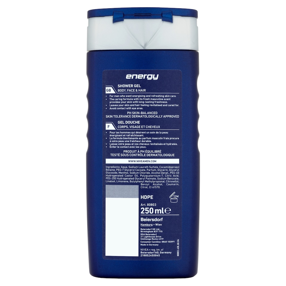 image 1 of NIVEA MEN Energy Mint Extract Shower Gel 250ml