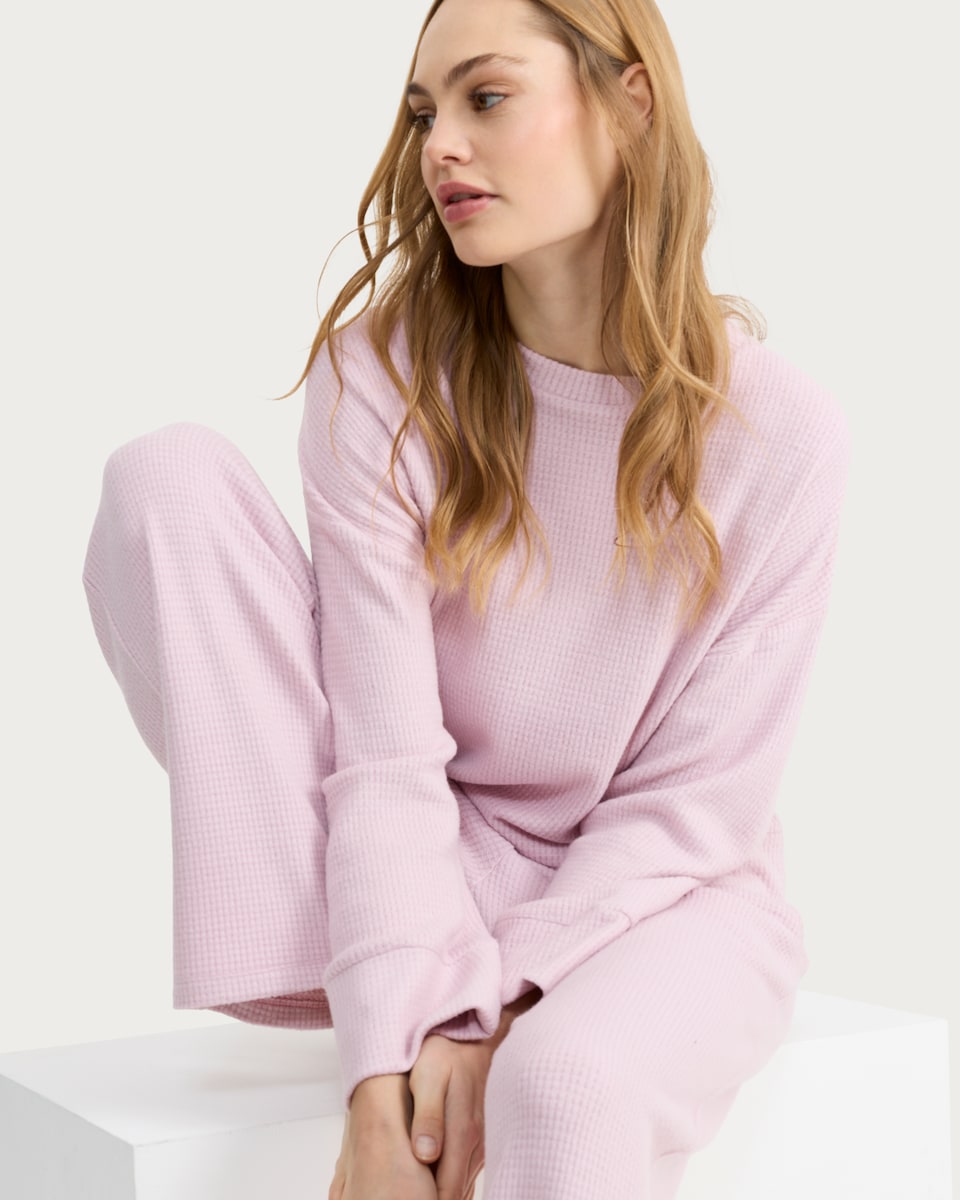 image 1 of F&F Waffle Textured Pyjama Set in Pink