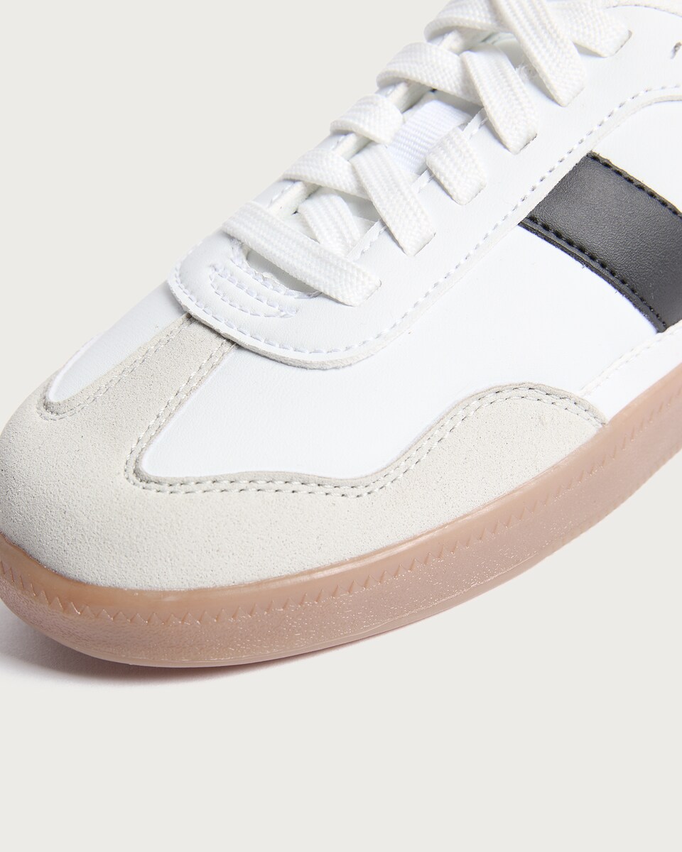 image 1 of F&F Panelled Lace Up Trainers in White