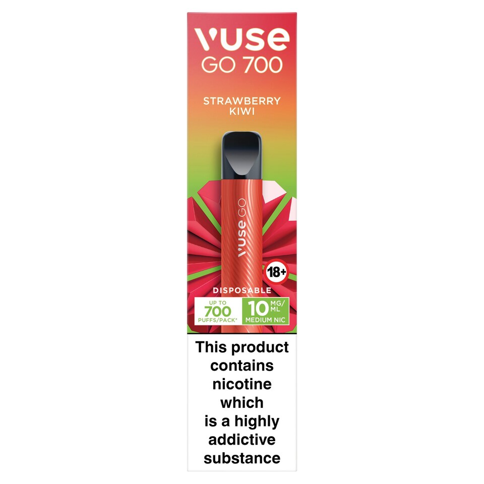 Vuse Go 700 Vape Strawberry Kiwi 10Mg/Ml Disposable 2Ml Tesco Groceries
