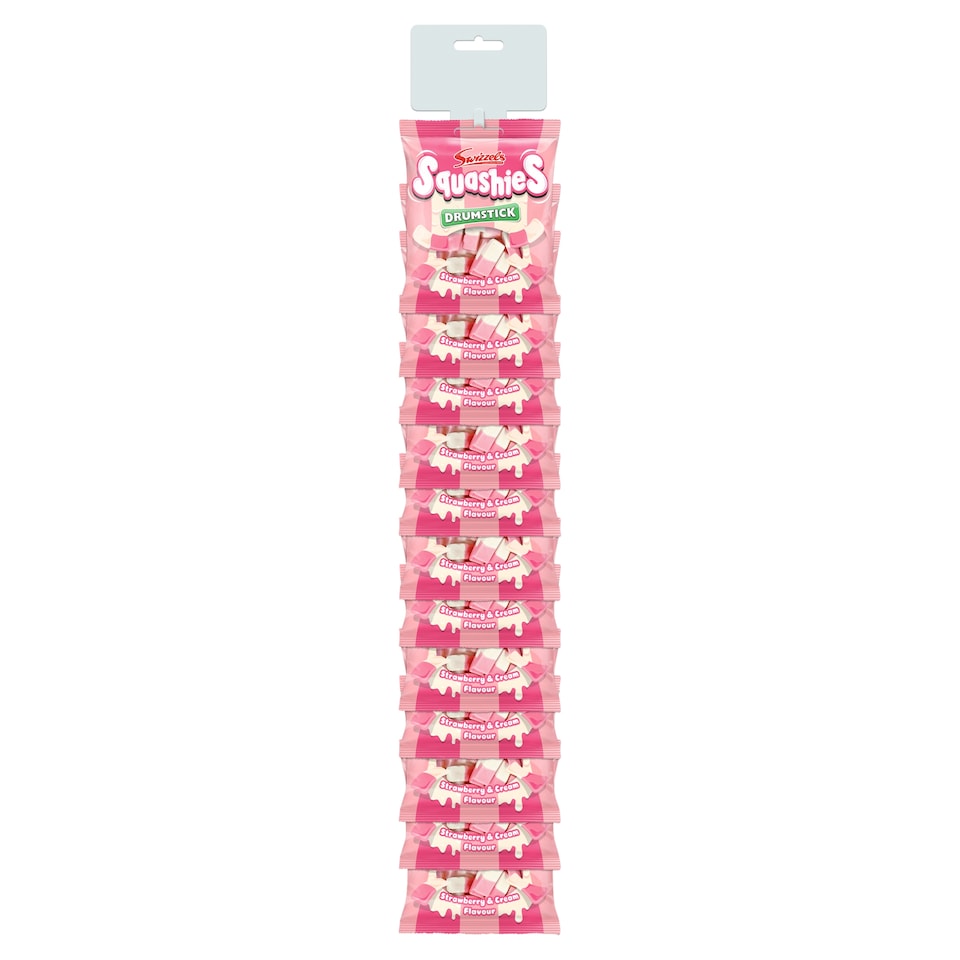 image 1 of Swizzels Drumstick Squashies Strawberry & Cream Flavour 100g Clip Strip