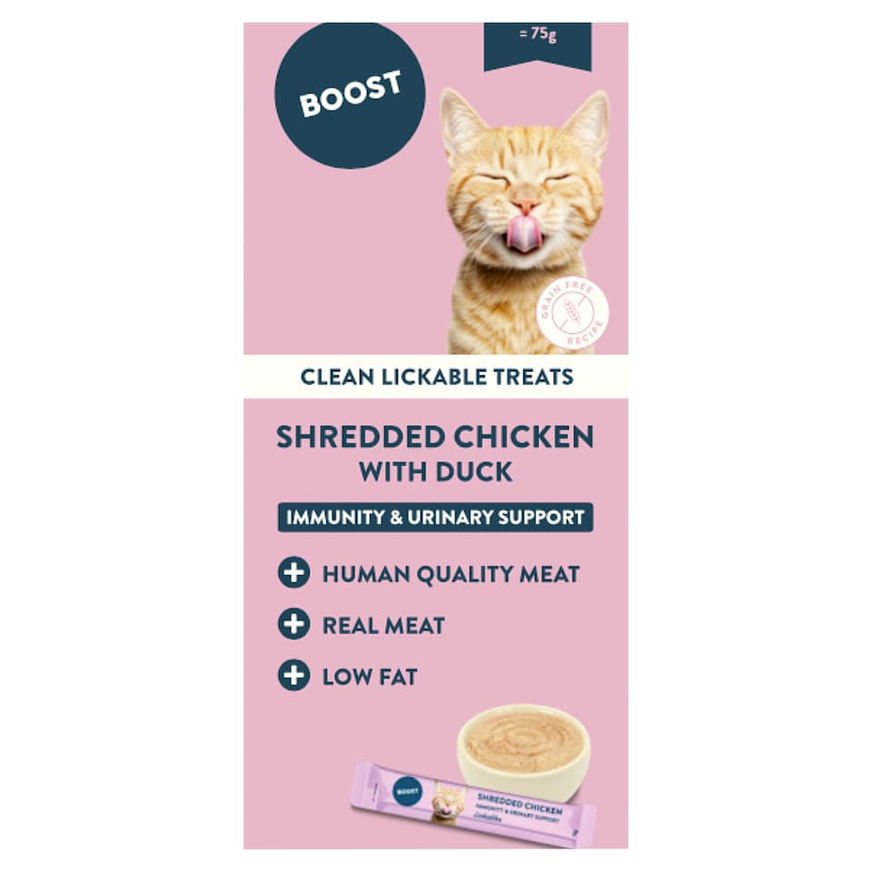 BOOST Cat Treats Shredded Chicken Immunity and Urinary Support 5x15g