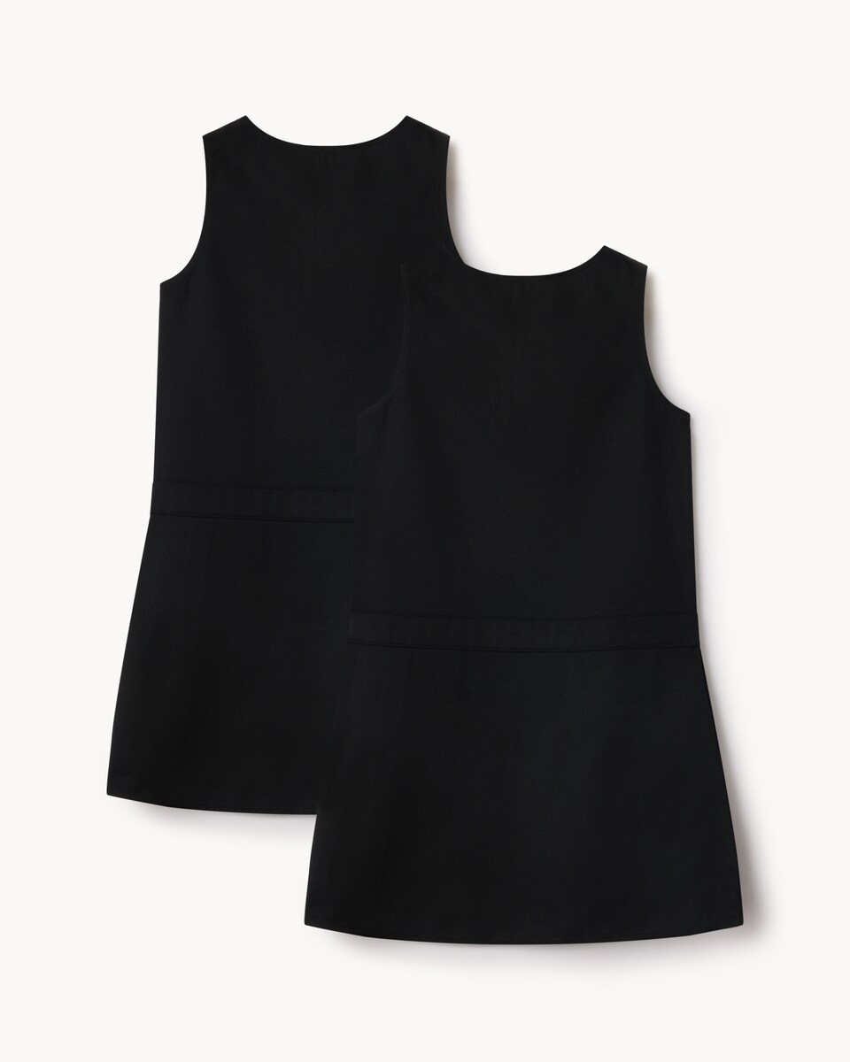 image 1 of F&F School Girls 2-Pack Regular Fit Pleated Pinafore Dresses in Black