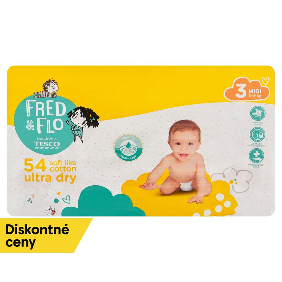 image 1 of Fred & Flo Ultra Dry Nappies Midi 3 5-9 kg 54 pcs