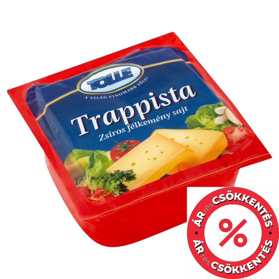 Tolle darabolt zsíros, félkemény trappista sajt