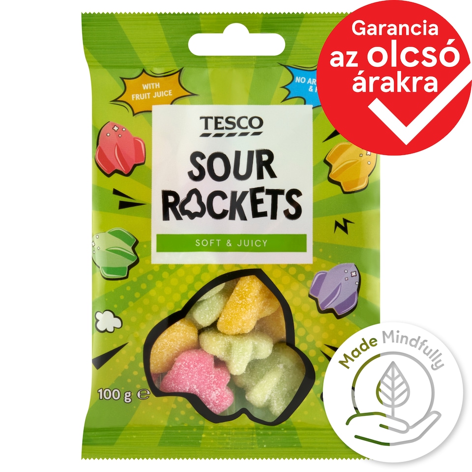 Tesco Soft & Juicy Sour Rockets 100 g