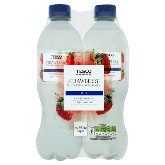 Tesco Strawberry Flavoured Still Water 4X500ml Tesco Groceries